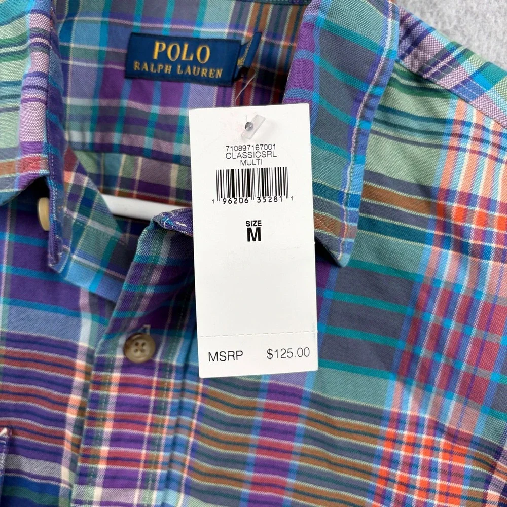 Polo Ralph Lauren Shirt Mens Medium Multicolor Plaid Oxford Workshirt NWT